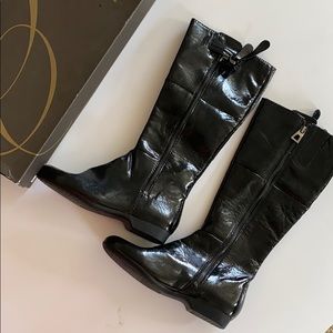Enzo Angiolini Black Patent Zoot boot NIB 5.5